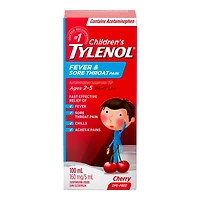 Tylenol* Children's Fever & Sore Throat Pain Suspension Liquid - 100mlï¿½ ï¿½