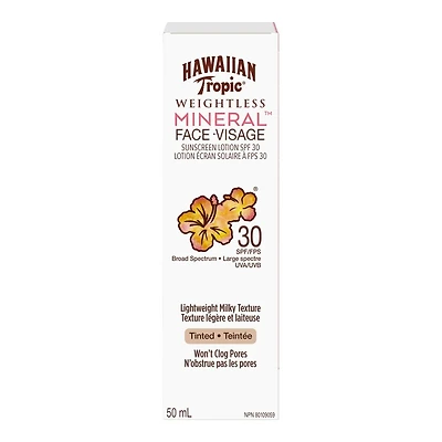 Hawaiian Tropic SPF 30 Weightless Mineral Face Sunscreen Lotion - 50ml