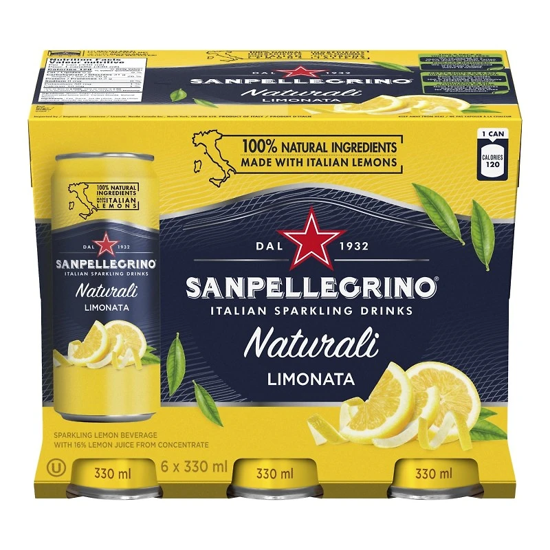 Sanpellegrino Naturali Sparkling Water - Limonata - 6 x 330ml