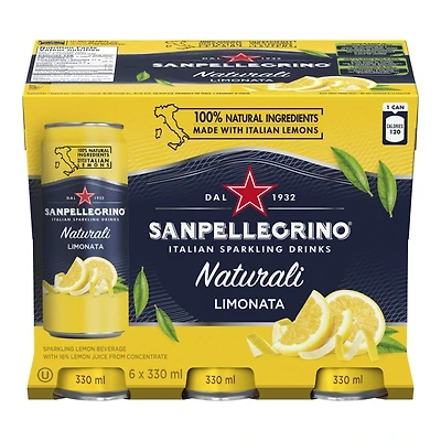 Sanpellegrino Naturali Sparkling Water - Limonata - 6 x 330ml