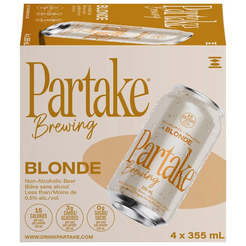 Partake Blonde Non-alcoholic Beer - 4x355ml