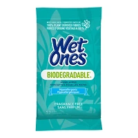 Wet Ones Biodegradable Hand Wipes - Fragrance Free - 12's