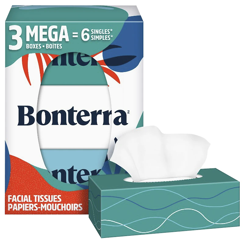 Bonterra Facial Tissues Mega Boxes - 3s