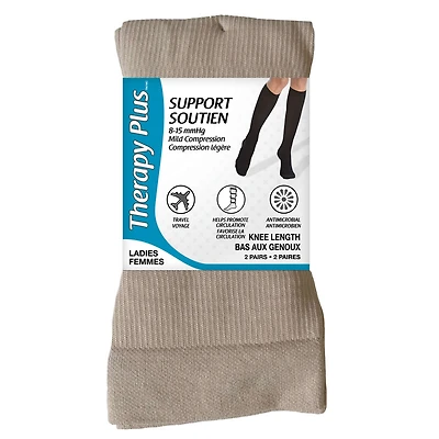 Therapy Plus Support Diabetic Compression Socks - Women's - Tan - 2 pairs