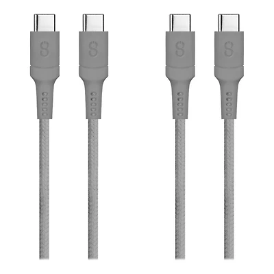 LOGiiX Piston Connect Braid USB-C to USB-C - Graphite Gray - 1.2m - 2 pack