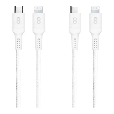 LOGiiX Piston Connect Braid USB-C to Lightning Cable - White - 1.2m - 2 pack