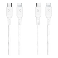 LOGiiX Piston Connect Braid USB-C to Lightning Cable - White - 1.2m - 2 pack