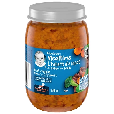Gerber Mealtime Baby Puree - Beef & Veggies - 160ml