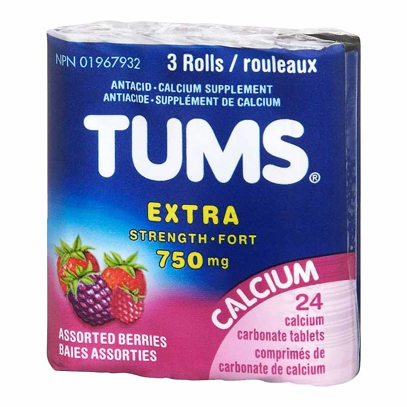 TUMS Extra Strength Calcium Carbonate Chewable Tablets - Assorted Berries - 8's