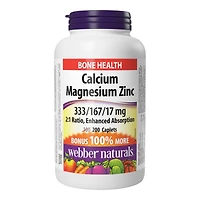 Webber Naturals Calcium Magnesium Zinc Caplets - 200's