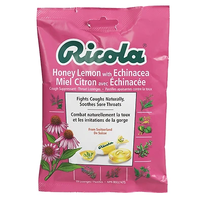 Ricola Cough Suppressant Throat Lozenges - Echinacea Honey Lemon - 75g