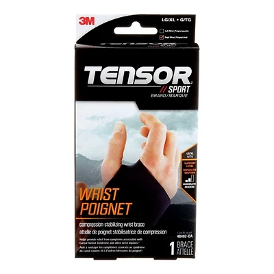 Tensor Sport Compression Stabilizing Wrist Brace - Right Hand - Large/Extra Large - Black