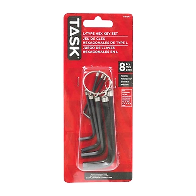 Task Metric Key Chain with Hex Key Set - 8 piece
