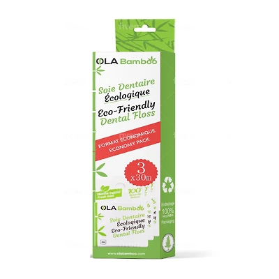 OLA Bamboo Eco-Friendly Dental Floss - 3x30m