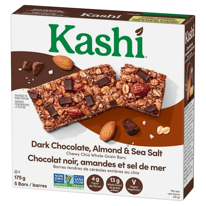 Kashi Chewy Chia Whole Grain Bars - Dark Chocolate, Almond and Sea Salt - 5pk/175g