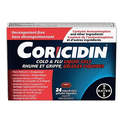 Coricidin Cold & Flu Liquid Gel Capsules - 24's