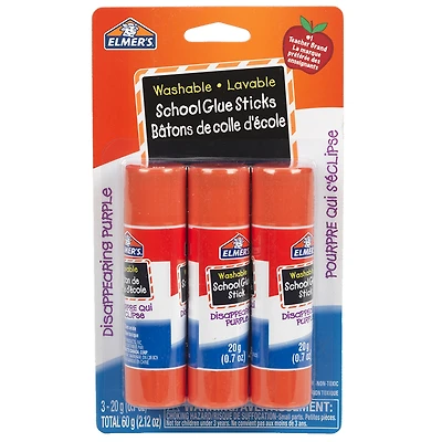 Elmer's Disappearing Purple Glue Sticks - 3x20g
