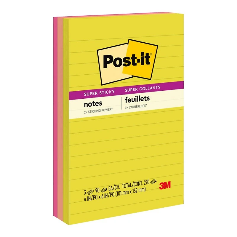 Post-it Super Sticky Summer Joy Collection Notes - 3 x 90 sheets