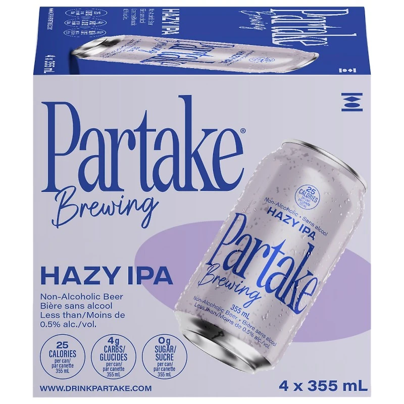 Partake Brewing Craft Non-Alcoholic Beer - Hazy IPA - 4x355ml
