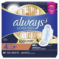 Always Ultra Thin Sanitary Pads - Overnight - Size 4 - 50's