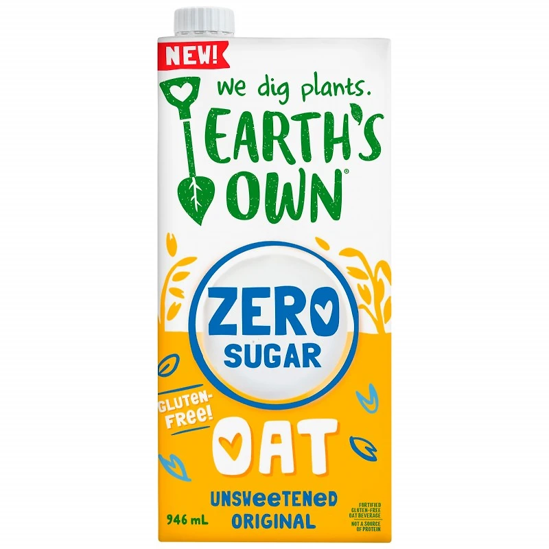 Earth's Own Zero Sugar Oat Milk - Unsweetened Original - 946ml