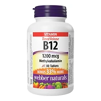 Webber Naturals Timed Release Vitamin B12 Tablets - 1200mcg - 80's