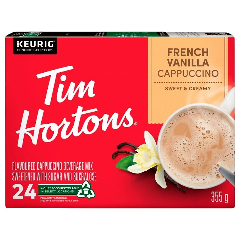 Tim Hortons Instant Cappuccino French Vanilla Powder Coffee - 24pack