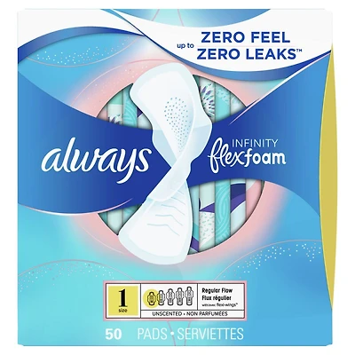 Always Infinity Pads with Flexfoam - Regular Flow - Size 1 - 50s