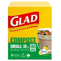 Glad Compostable Small Bags with Febreze Fresh Lemon Scent - 100s/10L