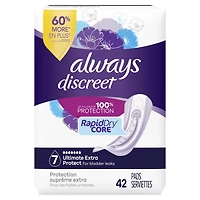 Always Discreet Up To 100% Protection Incontinence Pads - Ultimate Extra - 42s