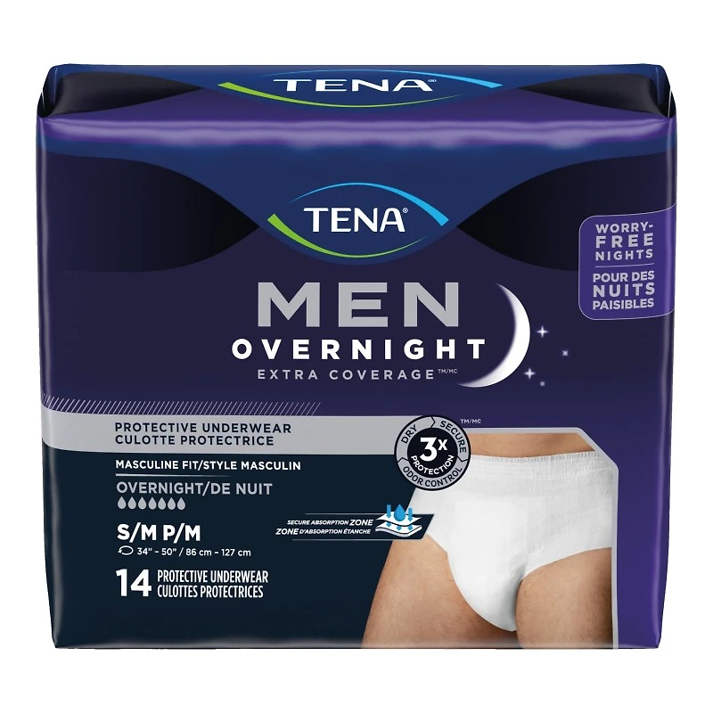 Tena Men Extra Coverage Incontinence Pants - Overnight - Small/Medium - 14's