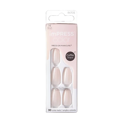 ImPRESS Color Press-on Manicure False Nails Kit - Medium - Coffin - Serendipity - 30's