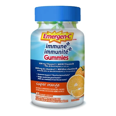 Emergen-C Immune Plus Gummies - Super Orange - 45's