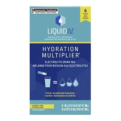 Liquid I.V. Hydration Multiplier Electrolyte Drink Mix Stick Packs - Lemon Lime - 6's