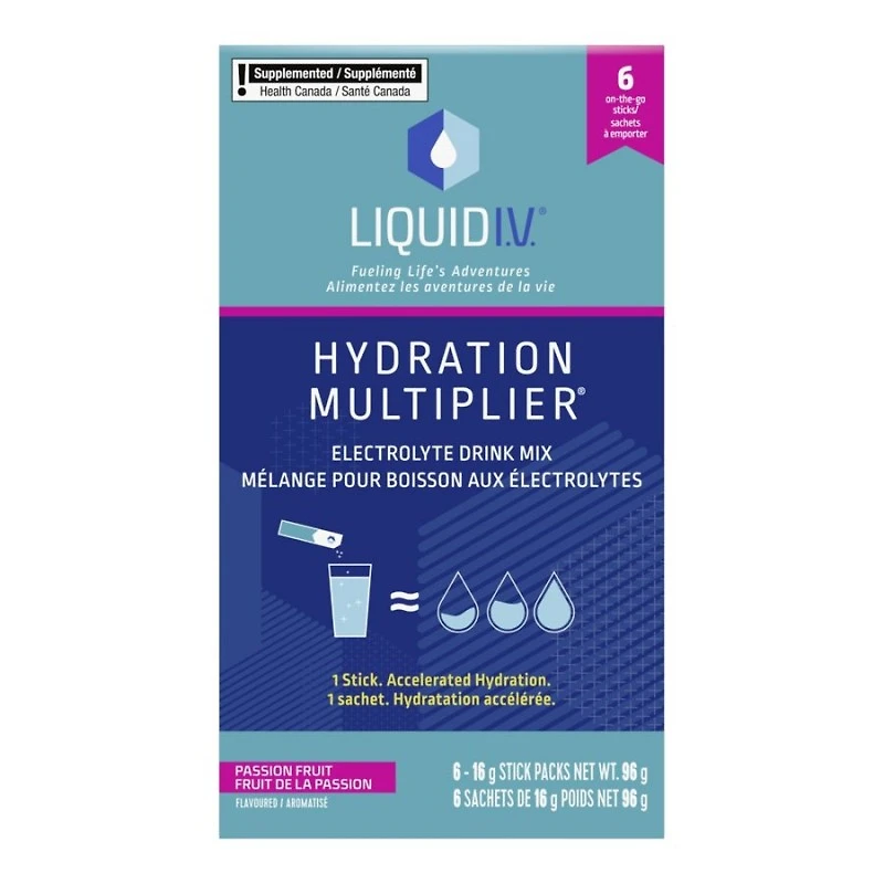 Liquid I.V. Hydration Multiplier Electrolyte Drink Mix Stick Packs - Passion Fruit - 6's