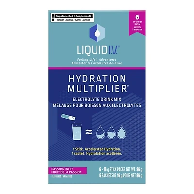 Liquid I.V. Hydration Multiplier Electrolyte Drink Mix Stick Packs - Passion Fruit - 6's