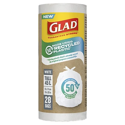 GLAD Trash Bags - Tall - White - 45L/28s