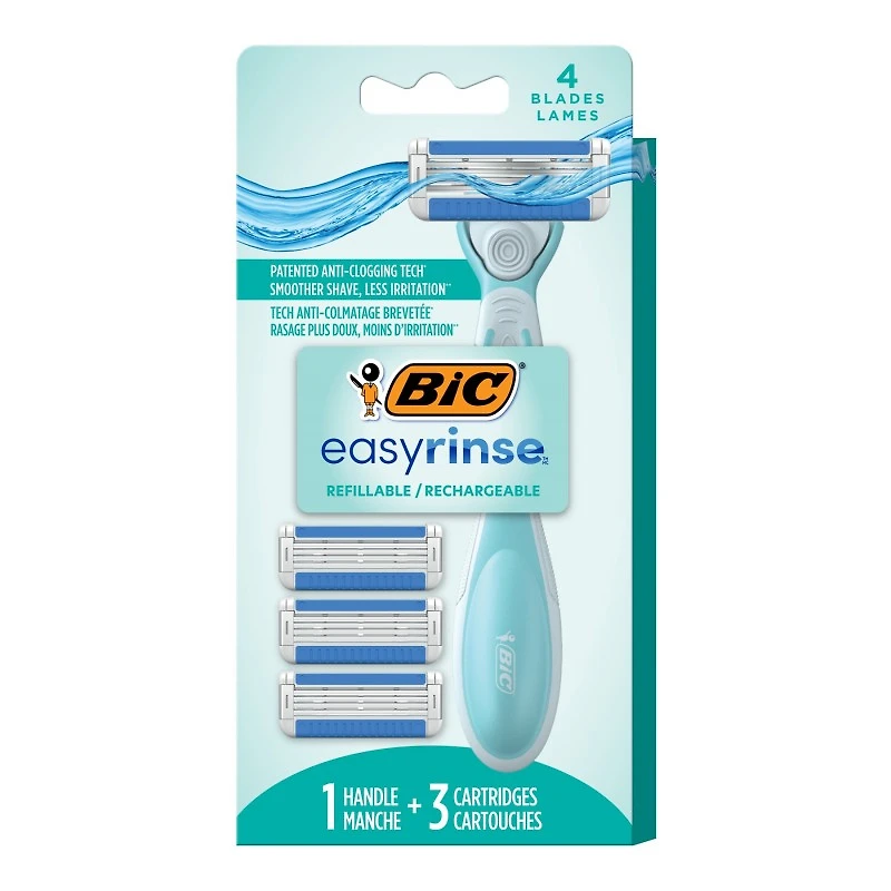 BIC easyrinse Women's Refillable Razor - 4 blades - 4's