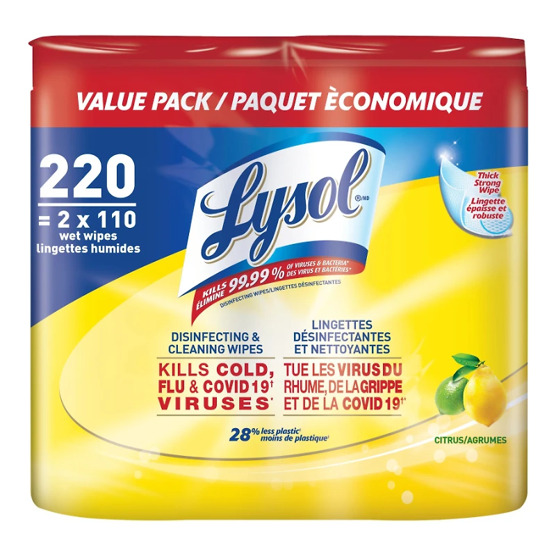 Lysol Disinfectant Wipes - Citrus - 2 x 110's