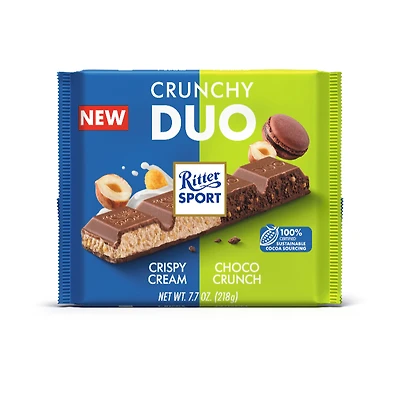 Ritter Sport Duo Crispy Cream and Choco Crunch Chocolate Bar - 218g