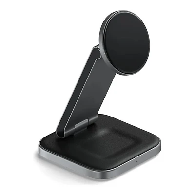 Satechi 2-in-1 Foldable Qi2 Wireless Charging Stand - Space Grey - ST-Q21FM