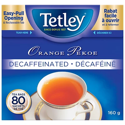 TETLEY PEKOE DECAF 80'S in Orange