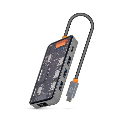 LOGiiX Multiport Crystal Hub USB-C Docking Station - Graphite Gray - LGX-13740