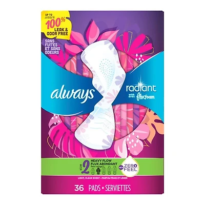 Always Radiant Sanitary Pads - Heavy - Size 2 - 36's