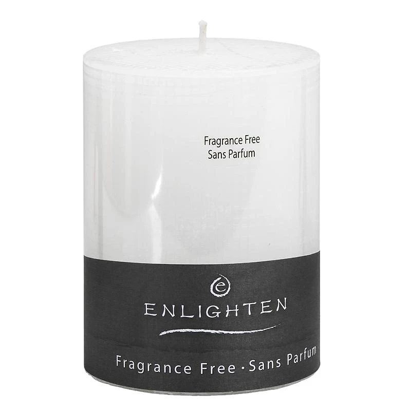Enlighten Linen Unscented Pillar Candle - White