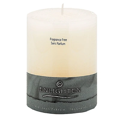 Enlighten Linen Unscented Pillar Candle - Ivory - 3 x 4inch 