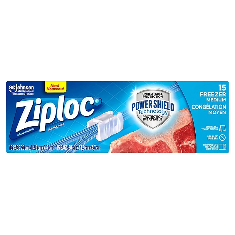 Ziploc Slideloc Freezer Bag - Medium - 15s