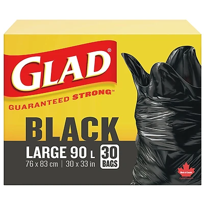 Glad Black Garbage Bags - Large - 90L