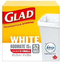 Glad White Garbage Bags with Freshscent - X-Small - 15L/52s