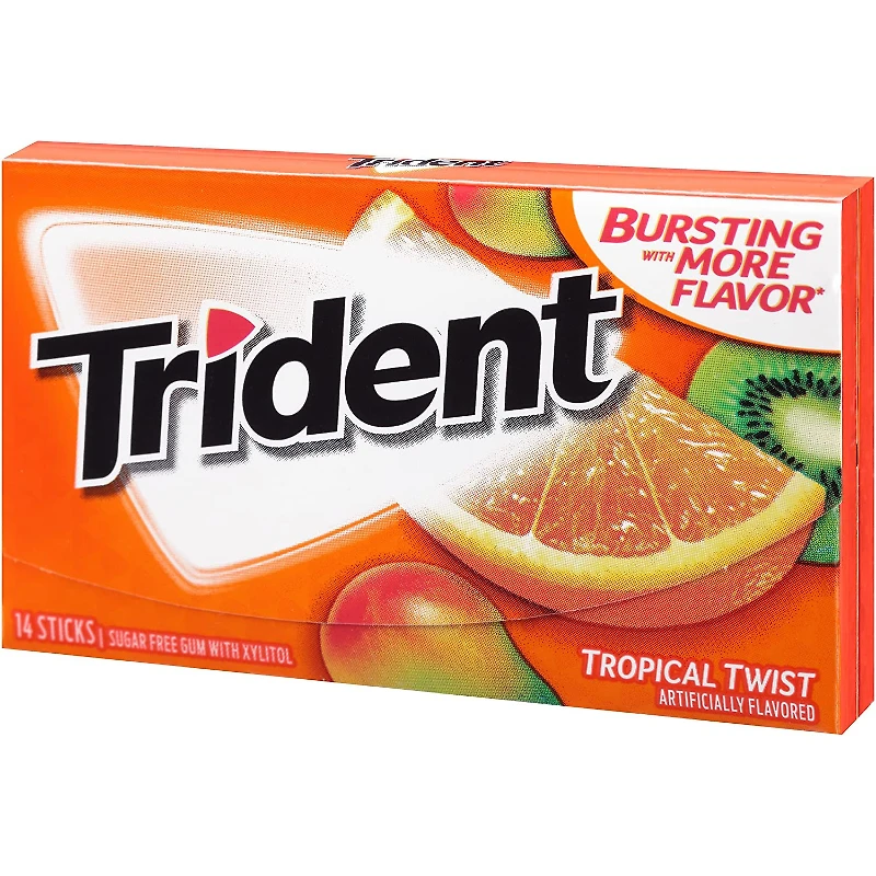 Trident Sugarless Gum - Tropical Twist - 14s